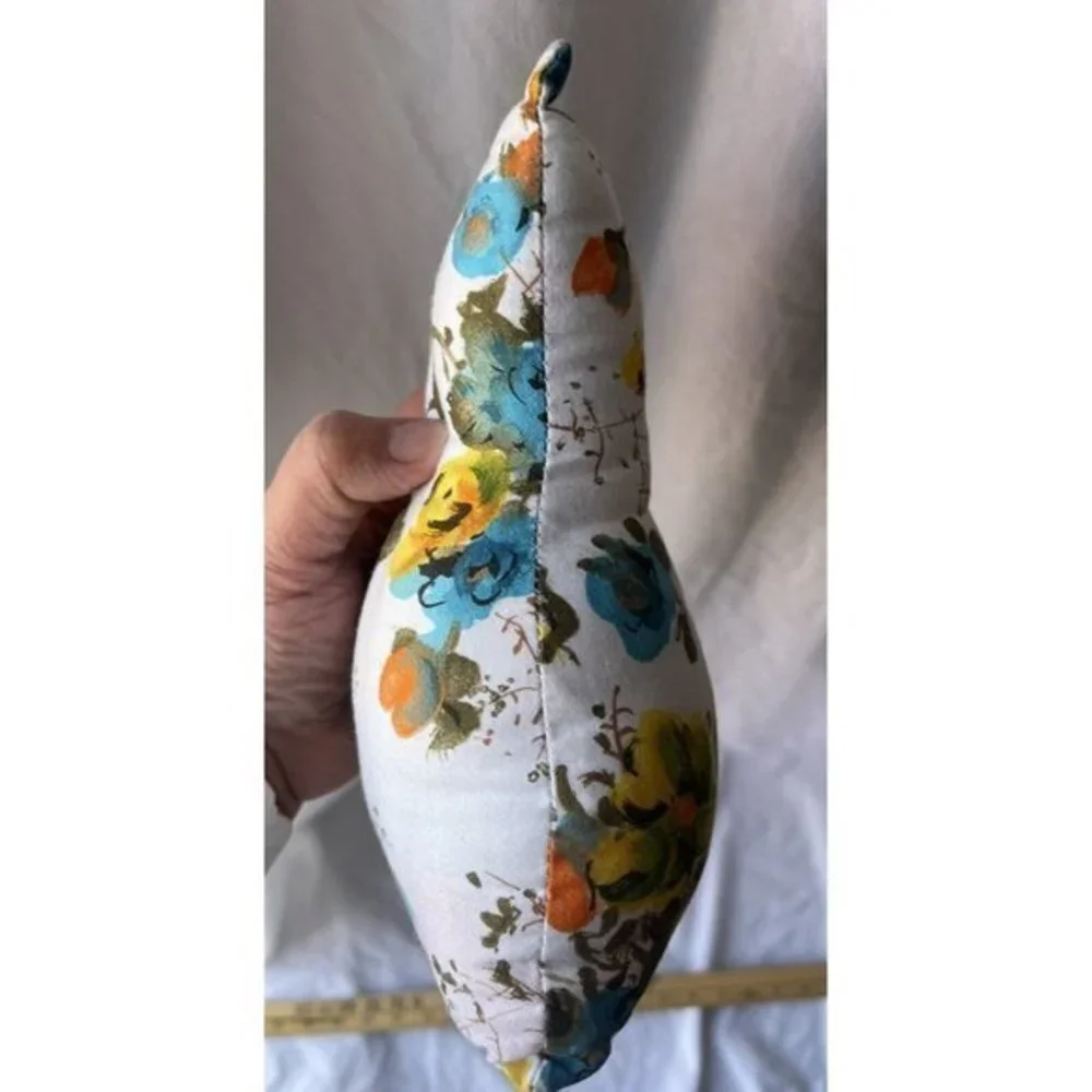 Vintage Handmade Cat Pillow Floral Kitty Cottagecore Shabby Chic Decor